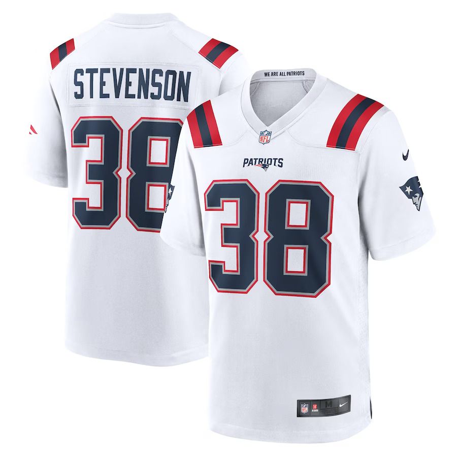 Men New England Patriots 38 Rhamondre Stevenson Nike White Game Player NFL Jersey